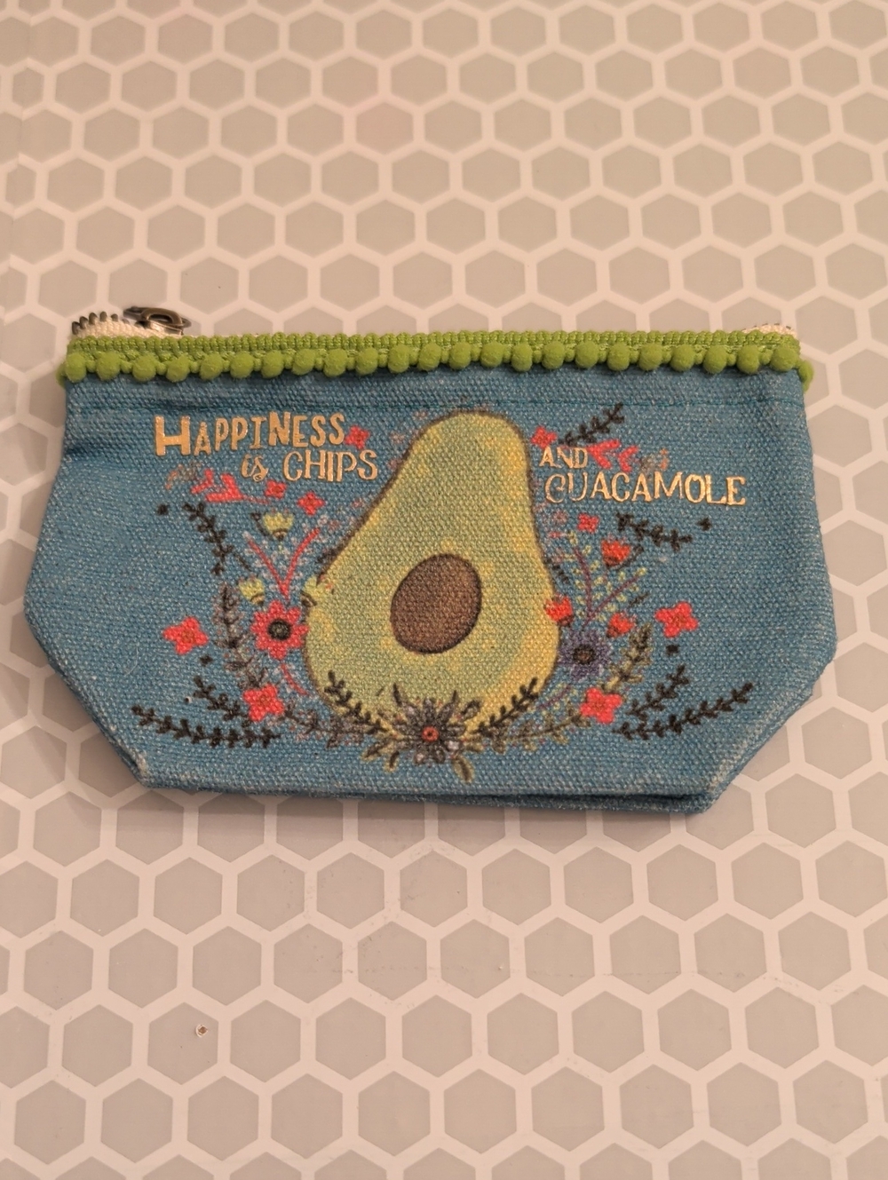 Natural Life Happiness Is Chips And Guacamole Small Zipper Canvas Pouch
